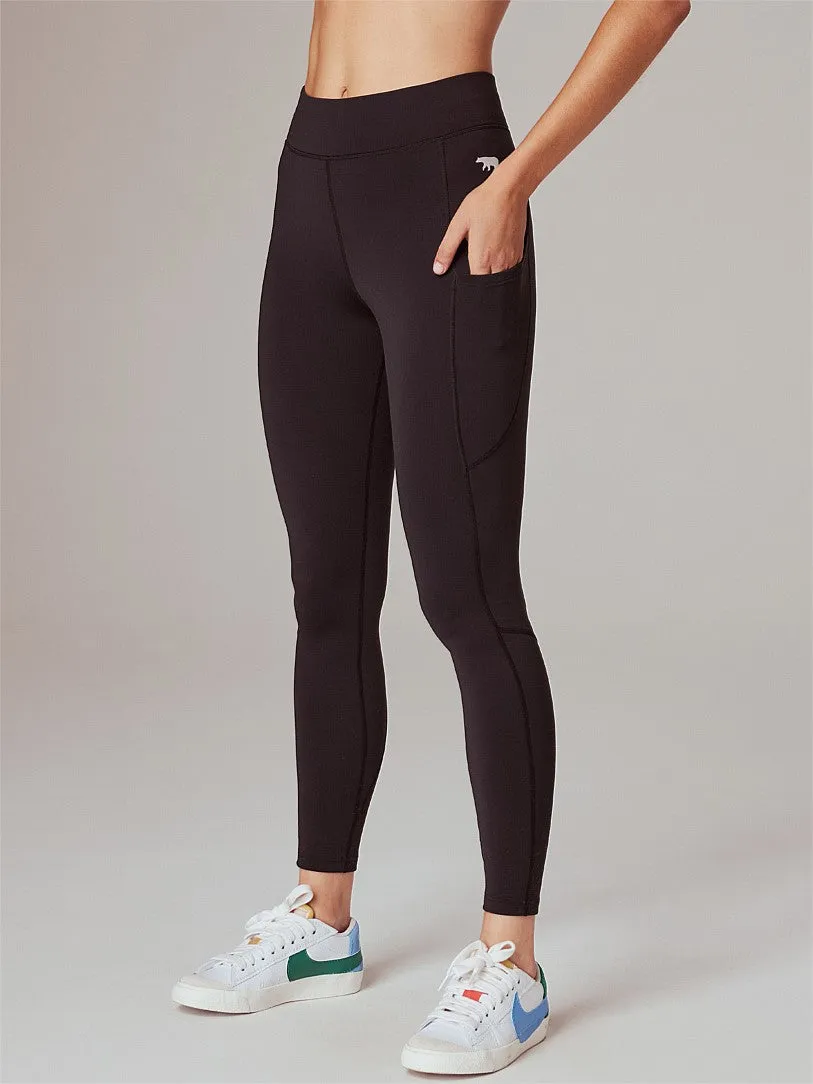 Running Bare Ab Waisted Flex Zone Thermal Tight W/Pks 28in - Navy