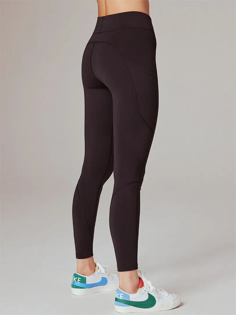 Running Bare Ab Waisted Flex Zone Thermal Tight W/Pks 28in - Navy
