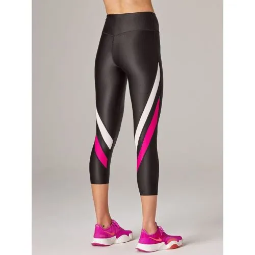 Running Bare Womens End Zone 7/8 Tight Black/Amaranth