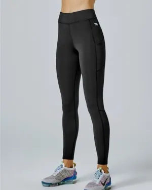 Running Bare Womens Flex Zone Thermal Tech Full Length Tight Black