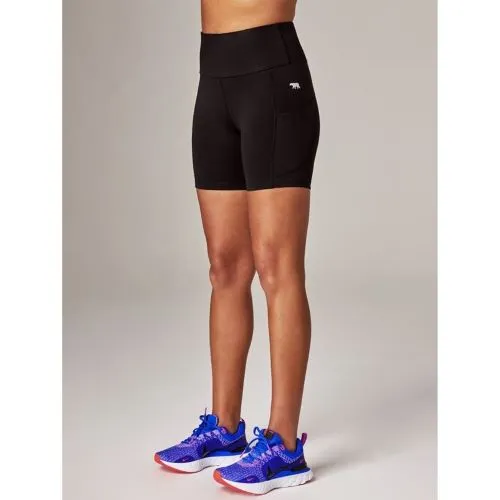 Running Bare Womens Peach 6inch Bike Tight Black