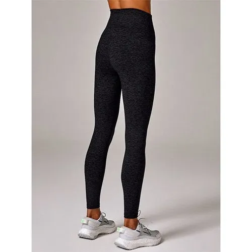 Running Bare Womens Peach Studio Full Length Tights Black Marle