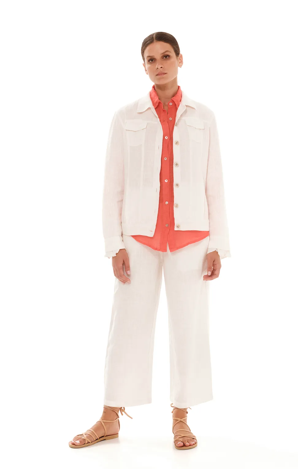 SALE Flap Pocket Linen Jacket with Lace SALE
