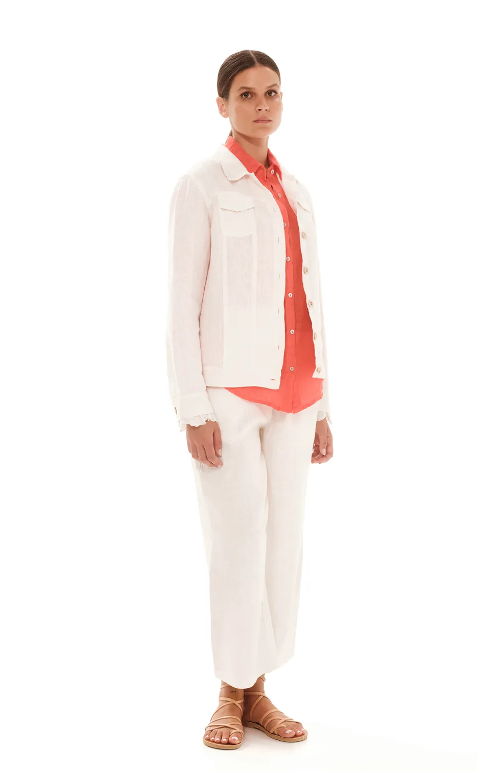 SALE Flap Pocket Linen Jacket with Lace SALE