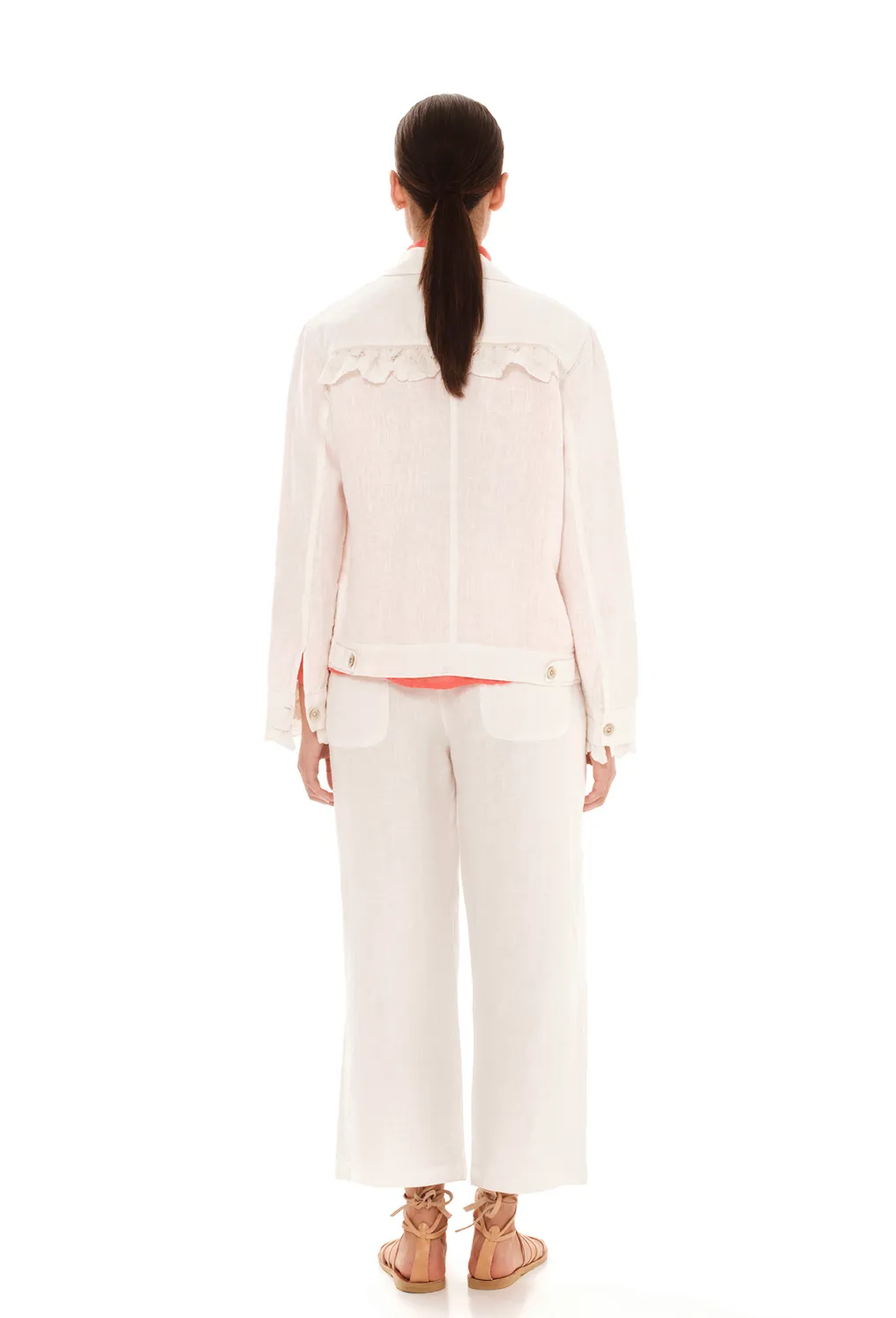 SALE Flap Pocket Linen Jacket with Lace SALE