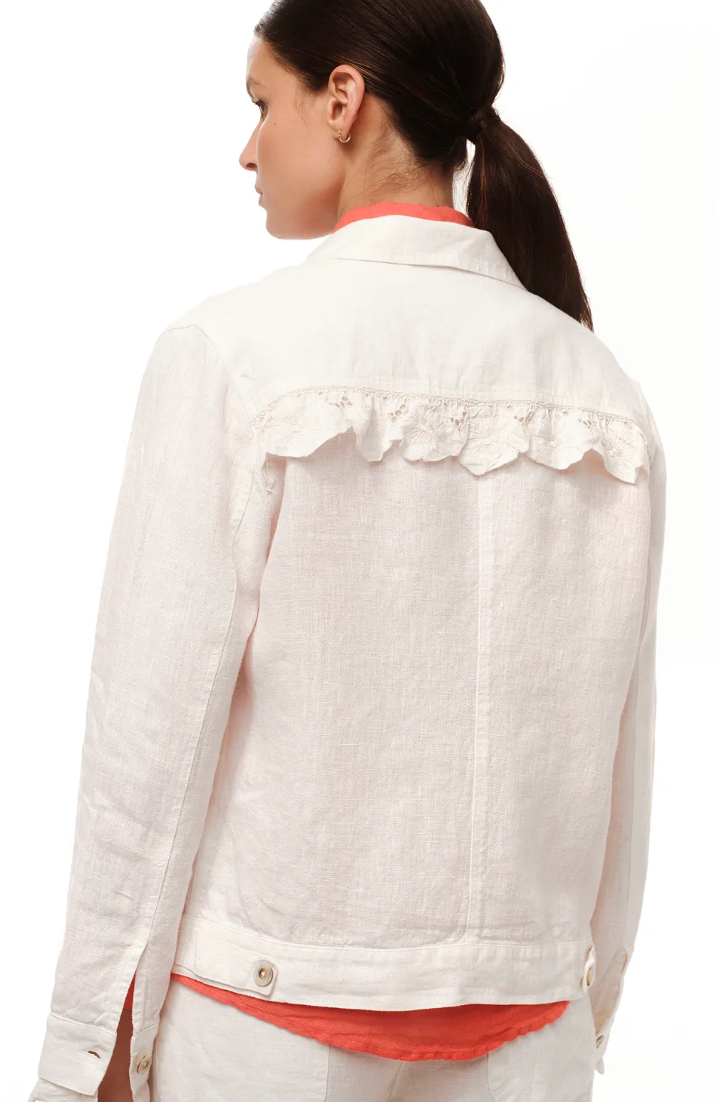 SALE Flap Pocket Linen Jacket with Lace SALE