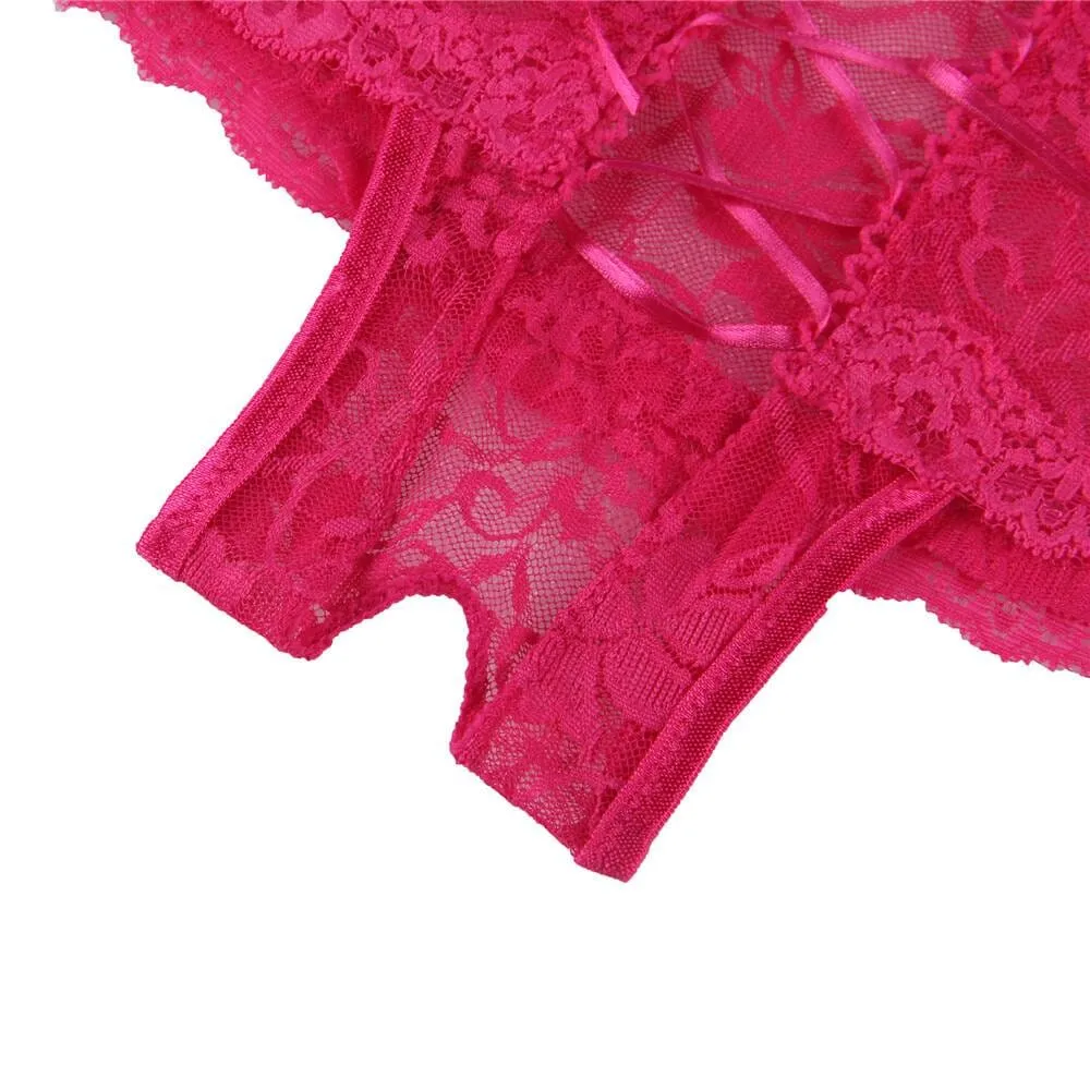 Scandals Lace Cut Out Crotchless Panties- Boyshort
