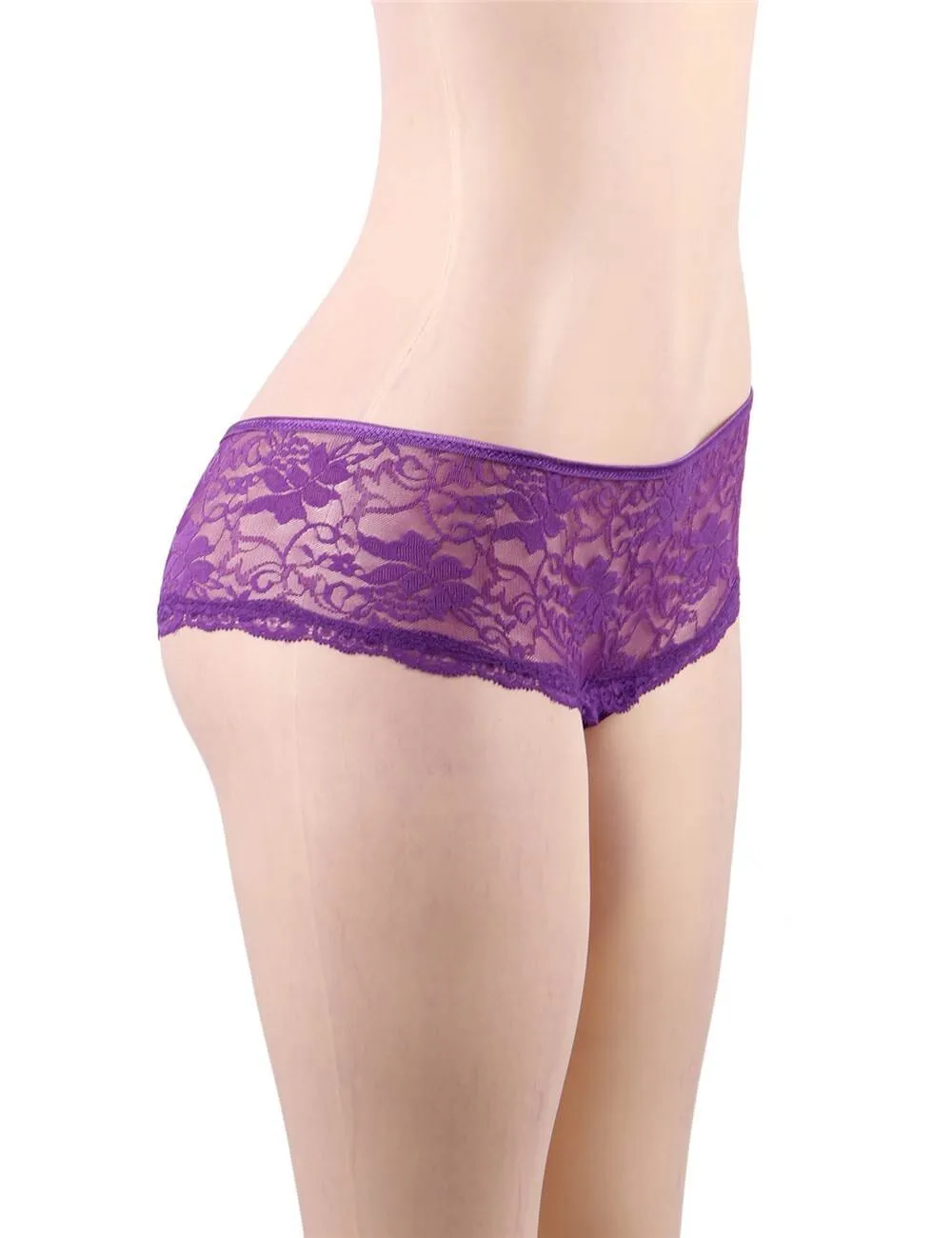 Scandals Lace Cut Out Crotchless Panties- Boyshort