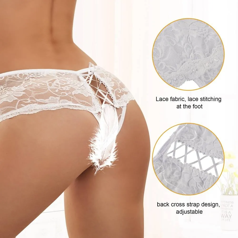 Scandals Lace Cut Out Crotchless Panties- Boyshort