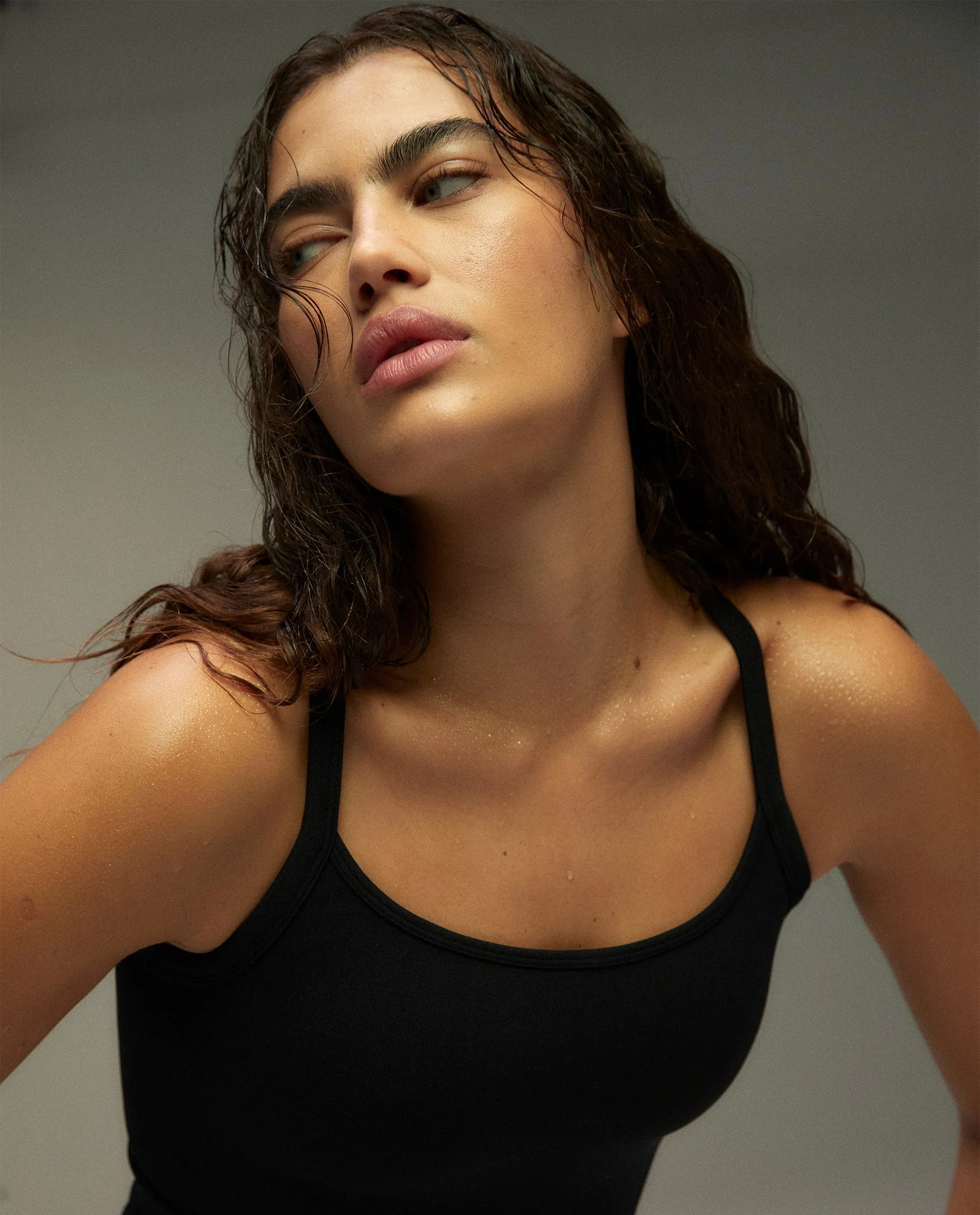 Seamless Crop Tank Top - Black