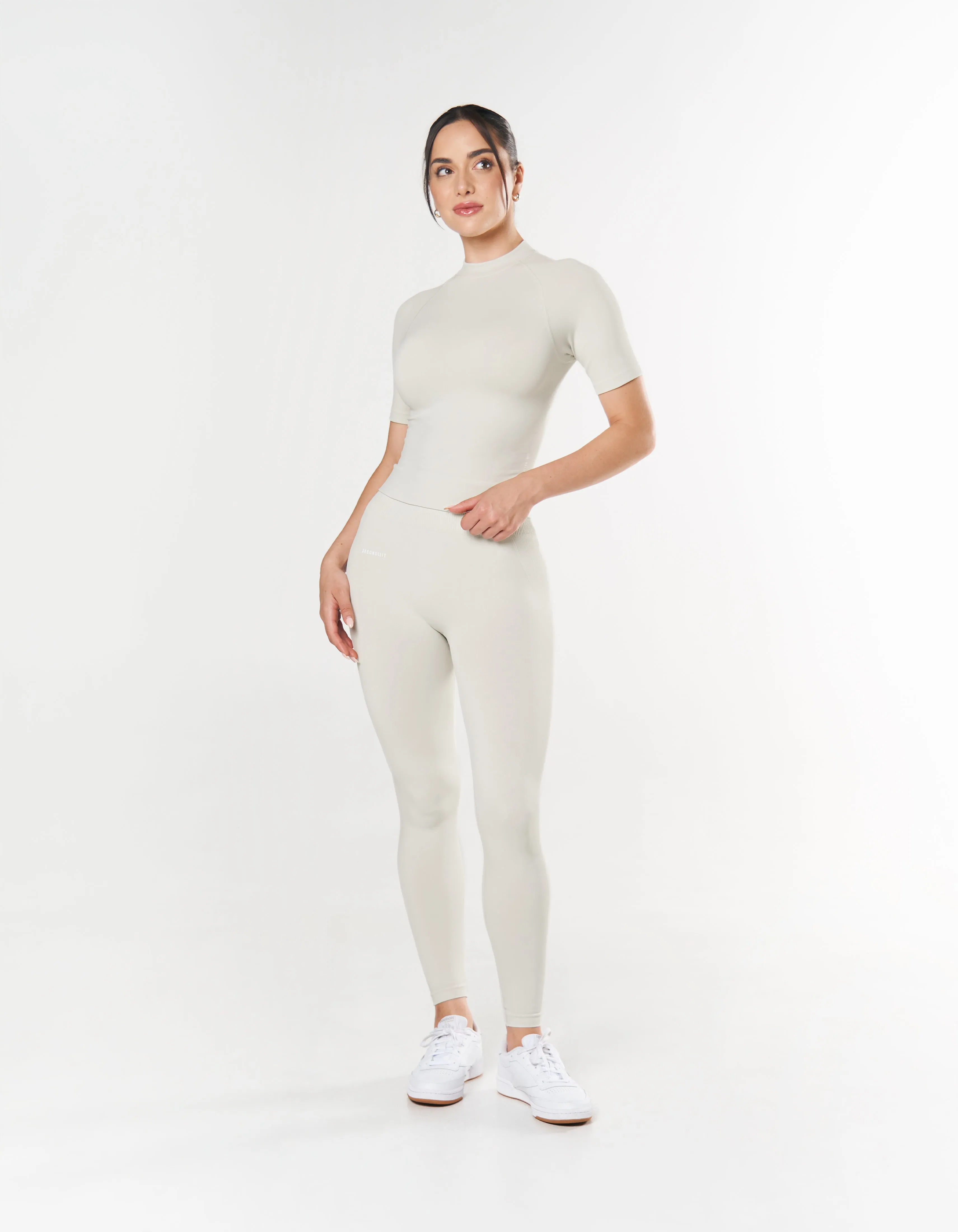 Seamless High Neck Tee - Dove