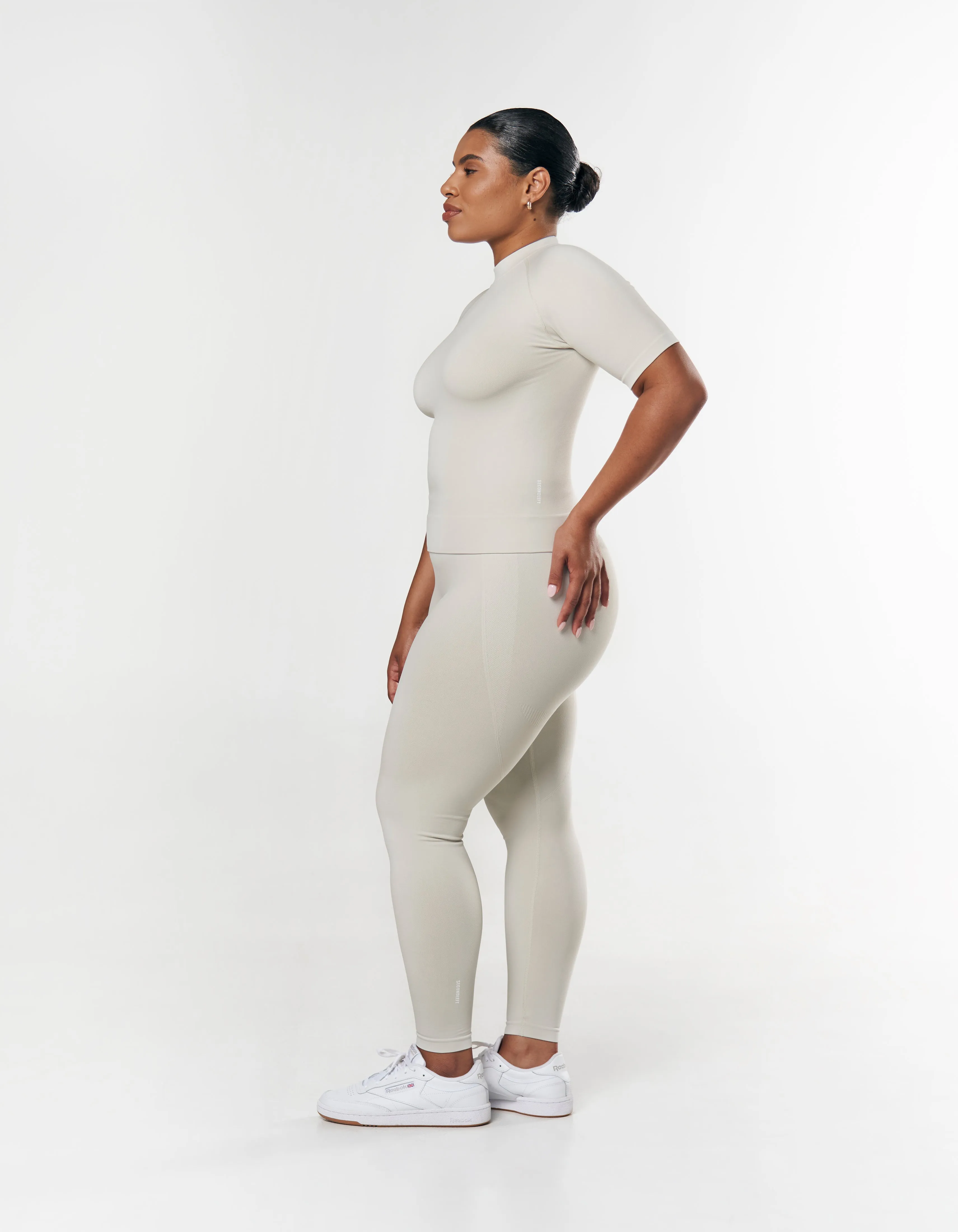 Seamless High Neck Tee - Dove