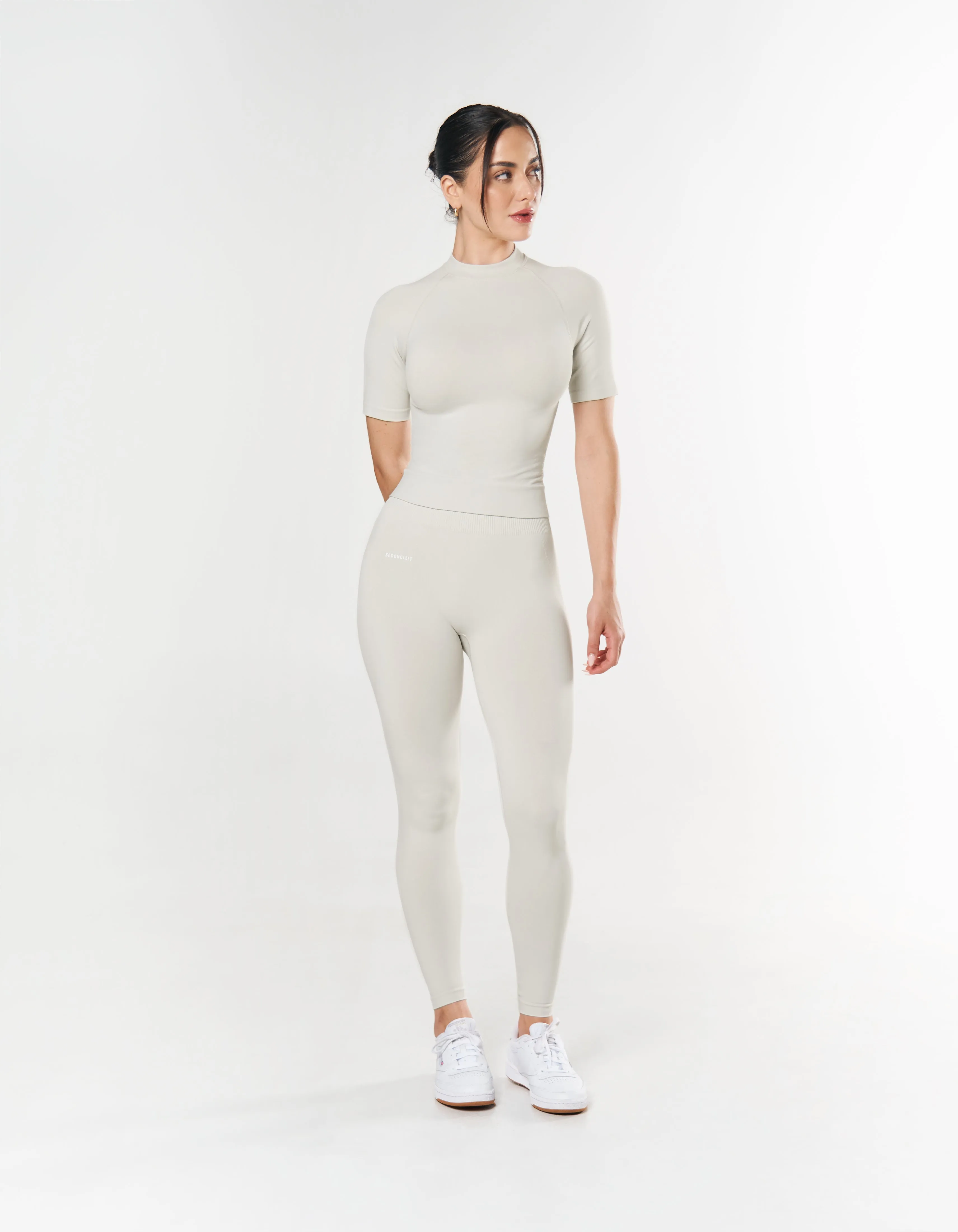 Seamless High Neck Tee - Dove