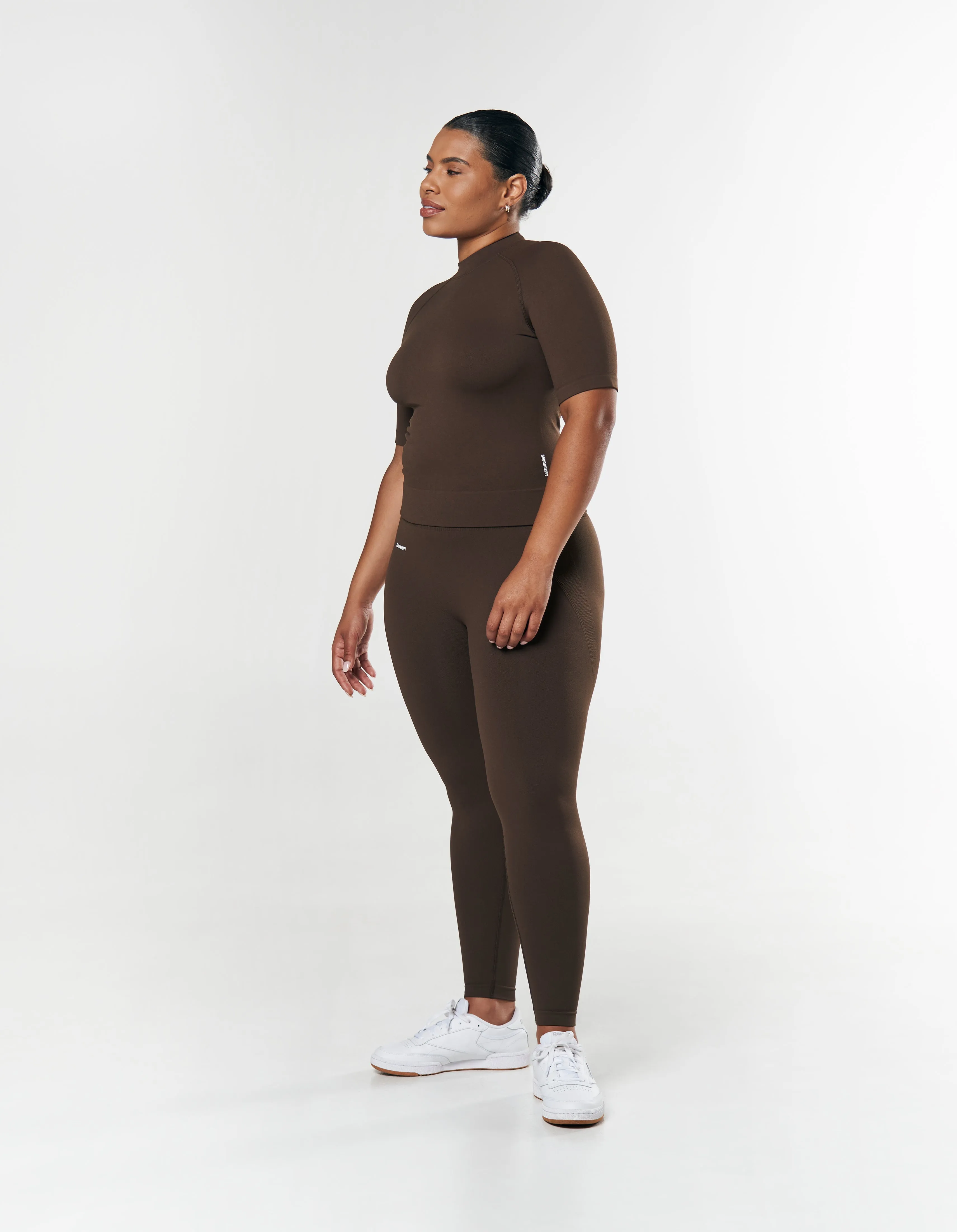 Seamless High Neck Tee - Espresso