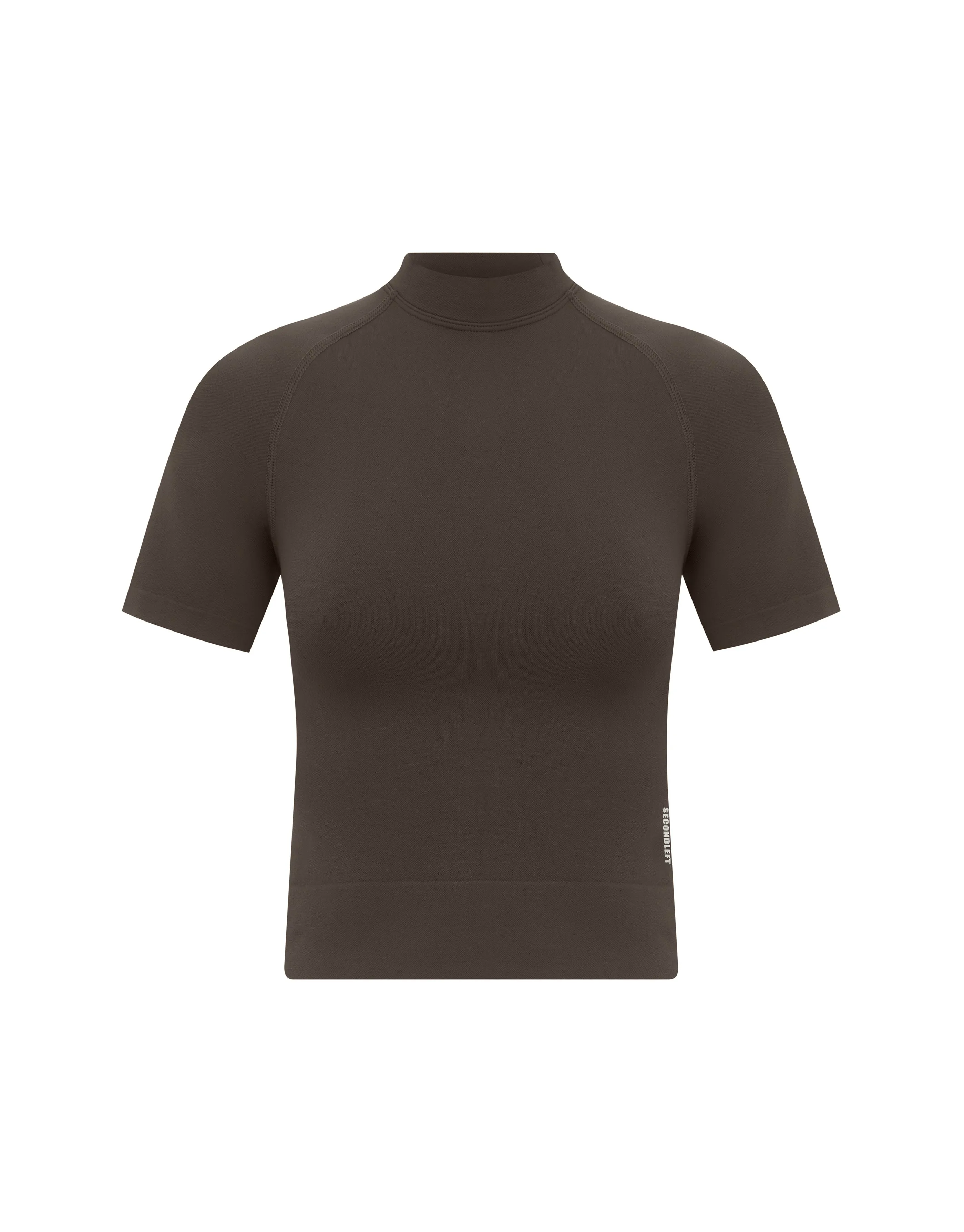 Seamless High Neck Tee - Espresso