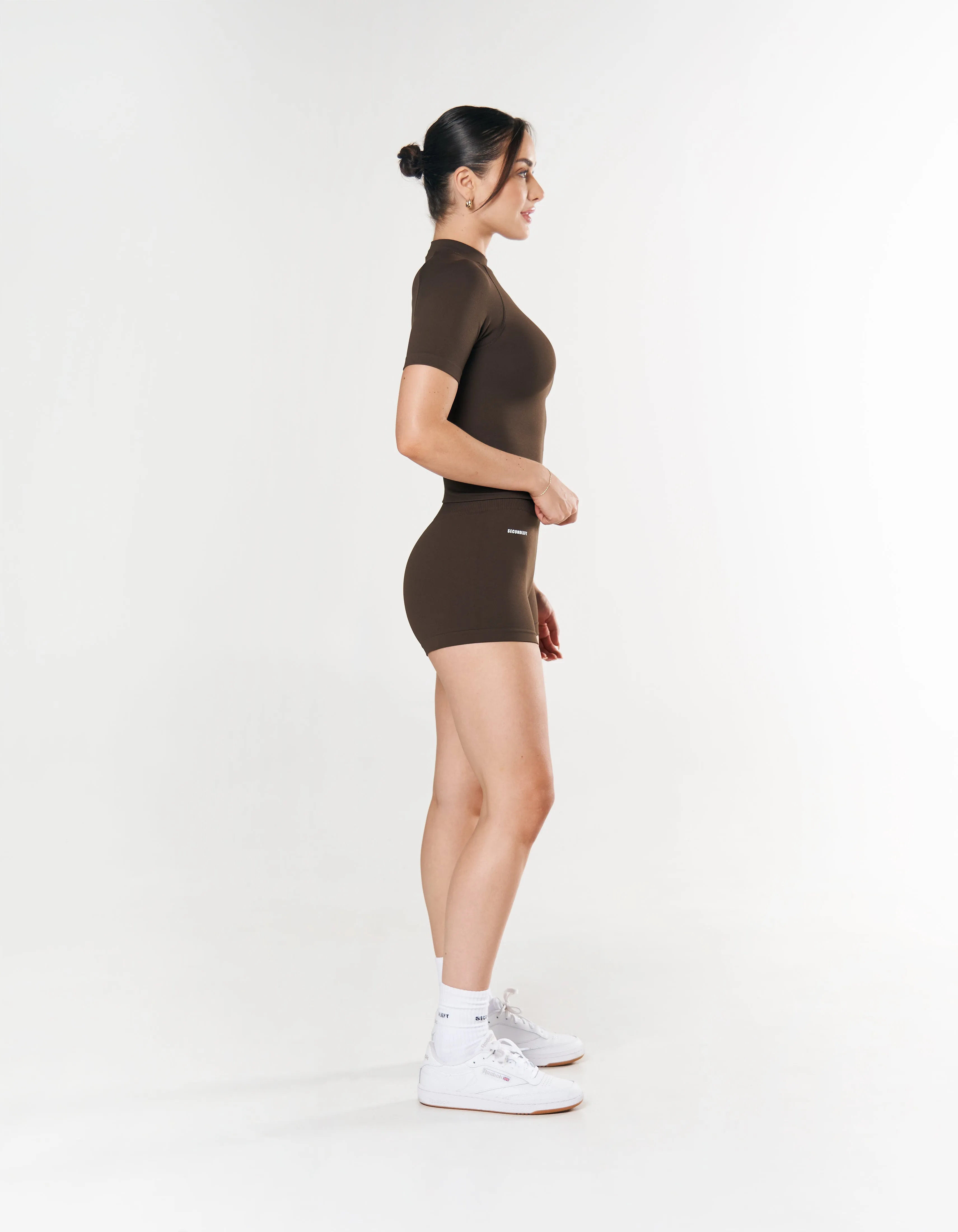 Seamless High Neck Tee - Espresso