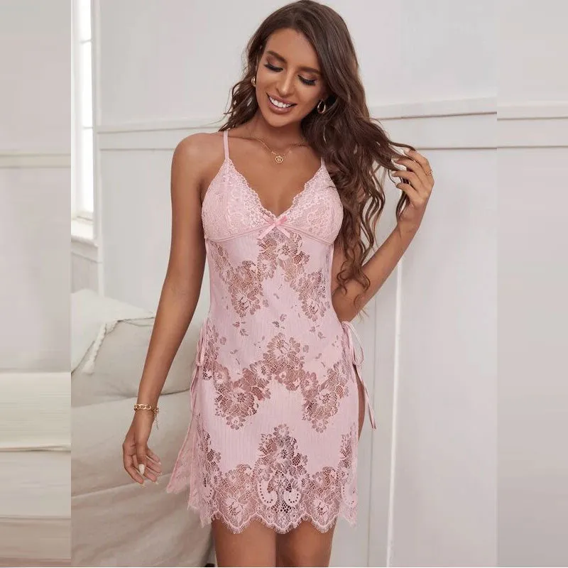Sexy Egypt Lace Thin Halter Cross Transparent Sling Nightdress