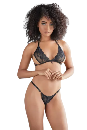 Sexy Lace Bralette with Open Panty Back