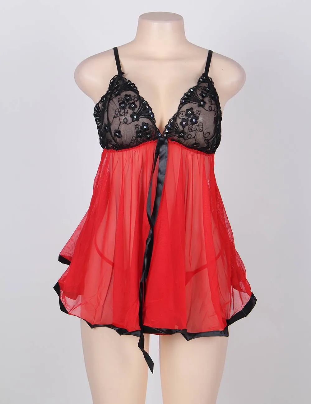 Sexy Sheer Lace Open Back Babydoll Dress