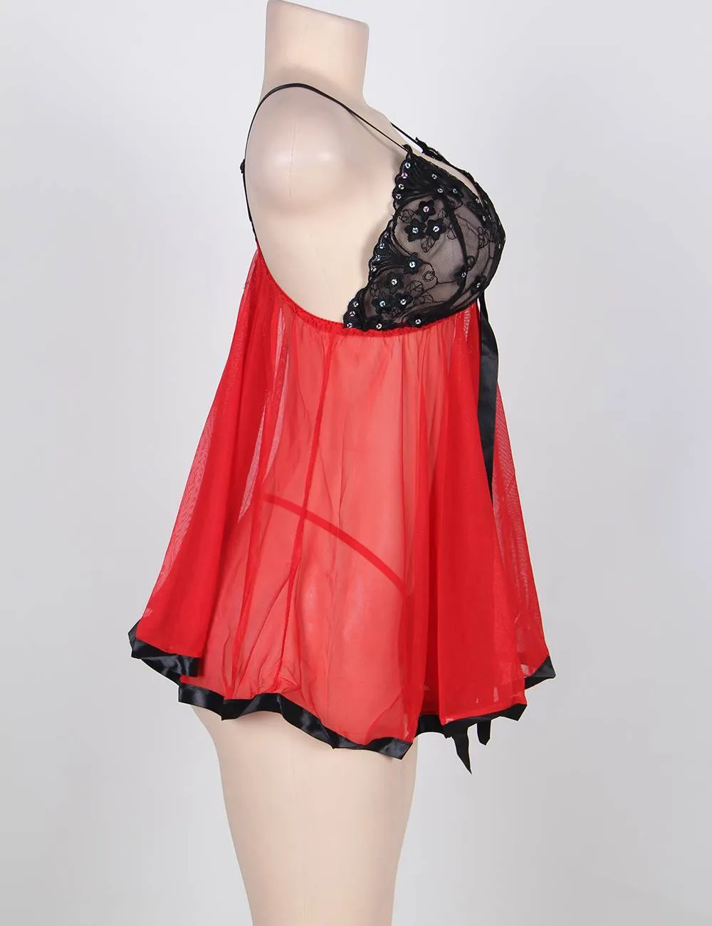 Sexy Sheer Lace Open Back Babydoll Dress