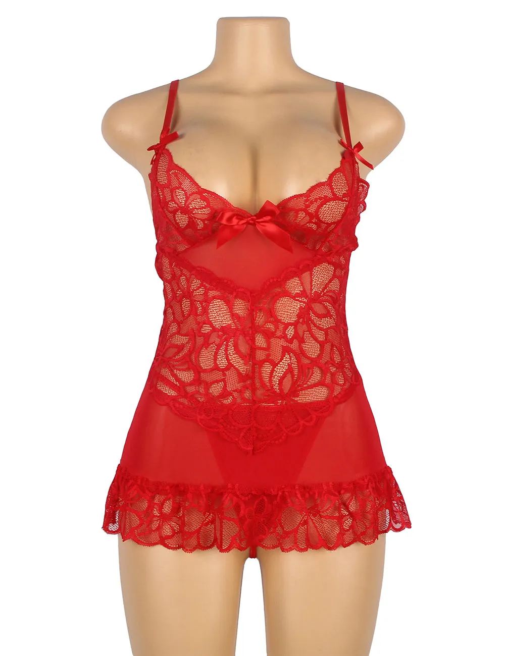 Sheer Lace Floral Patterns Adjustable Straps Babydoll Egypt
