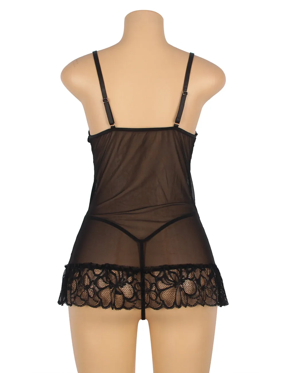 Sheer Lace Floral Patterns Adjustable Straps Babydoll Egypt