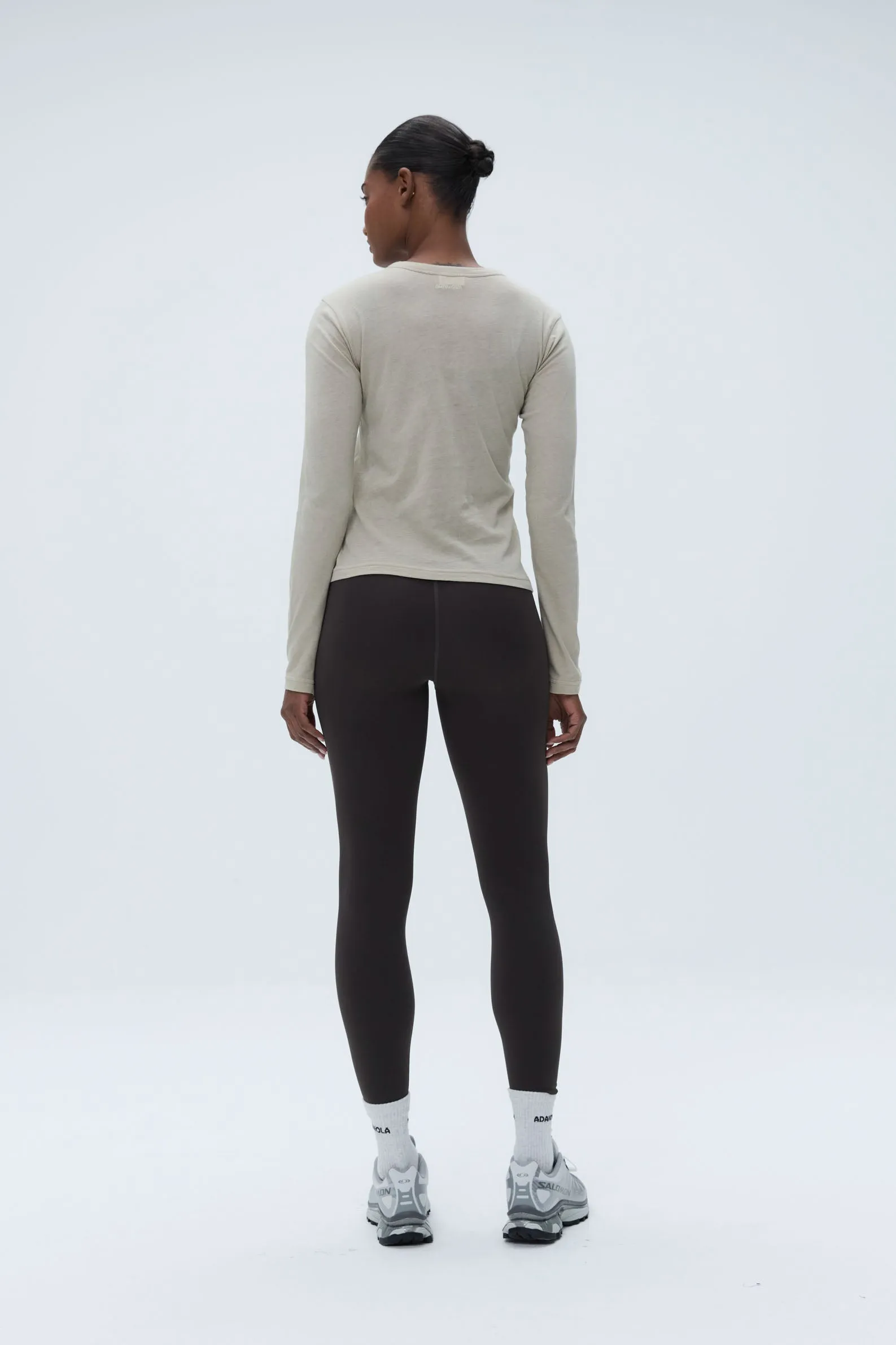 Sheer Long Sleeve Scoop Top - Sand