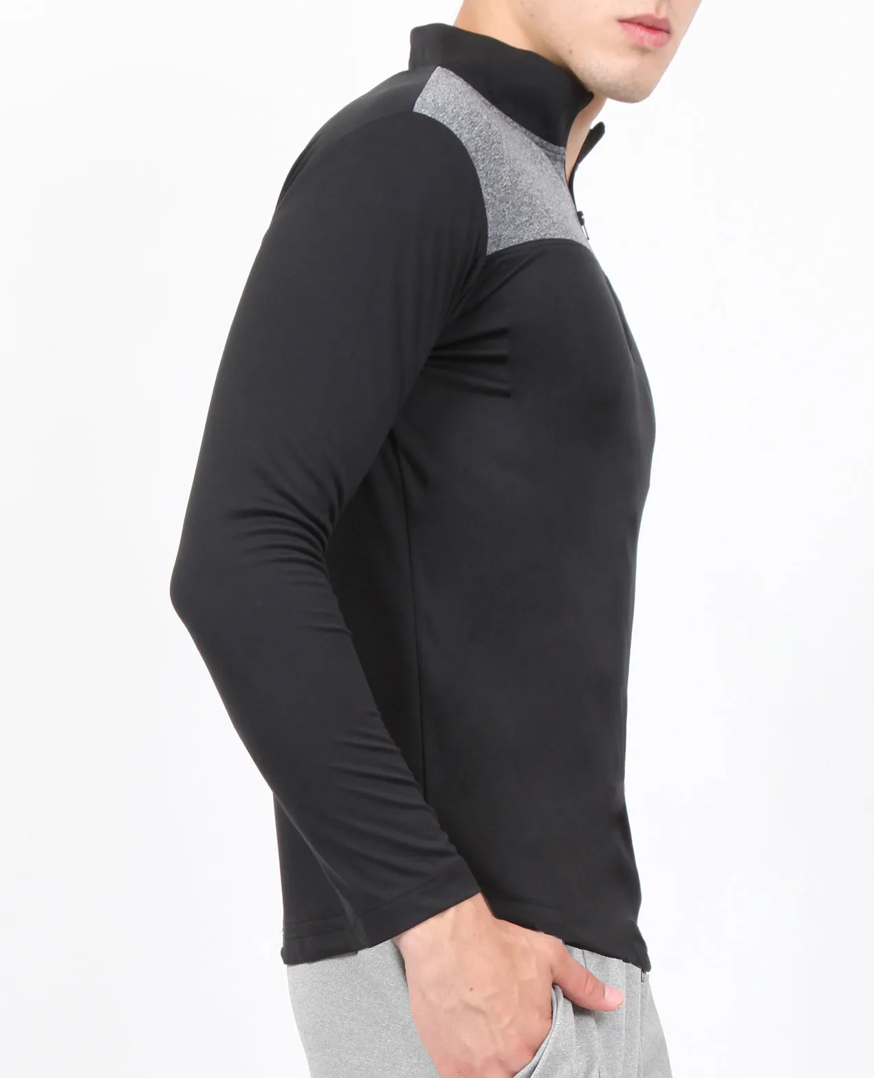 Silver Black Half Zipper