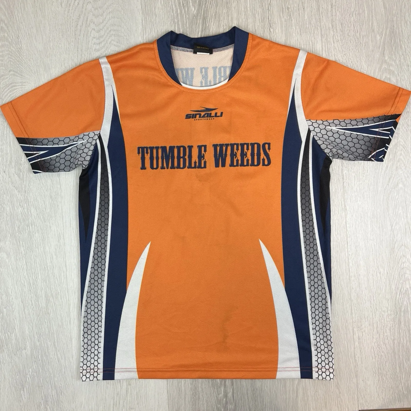 Sinalli Mens Orange Tumble Weeds Activewear T-Shirt Size Small
