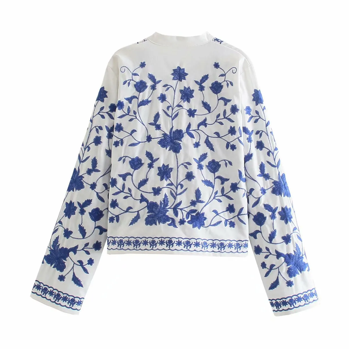 Single-breasted Floral Embroidery Shirts Cardigans