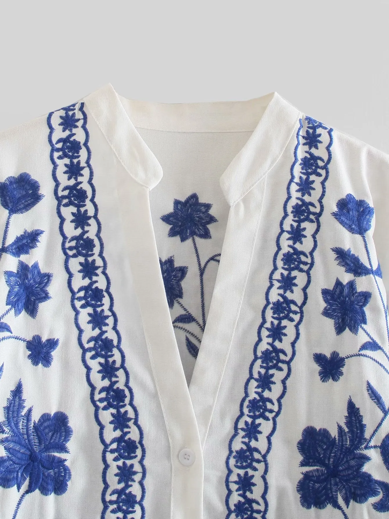 Single-breasted Floral Embroidery Shirts Cardigans