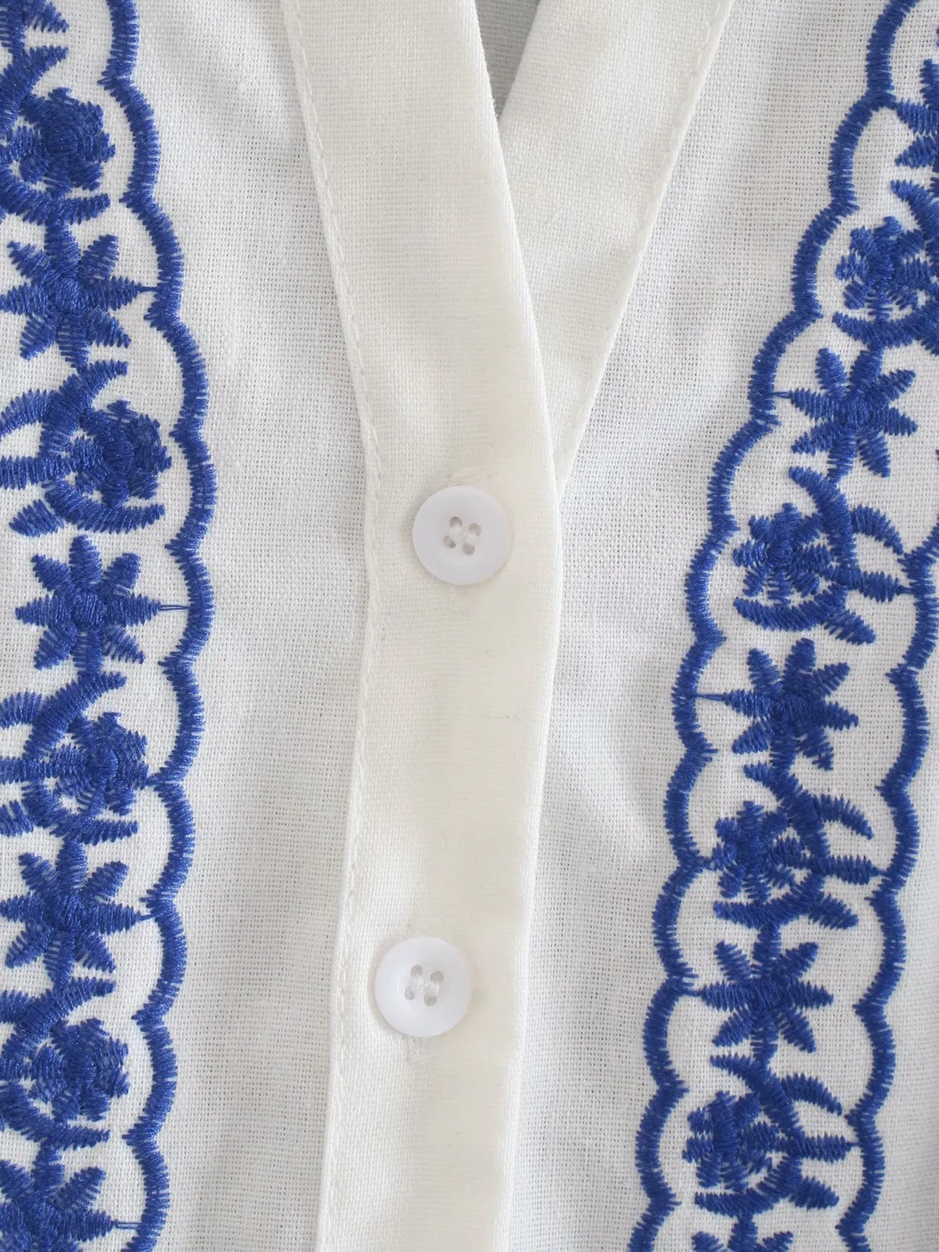 Single-breasted Floral Embroidery Shirts Cardigans