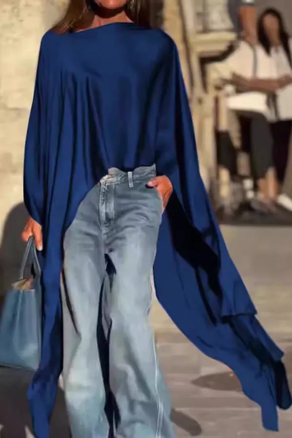 Solid Color Casual Irregular Loose Cape