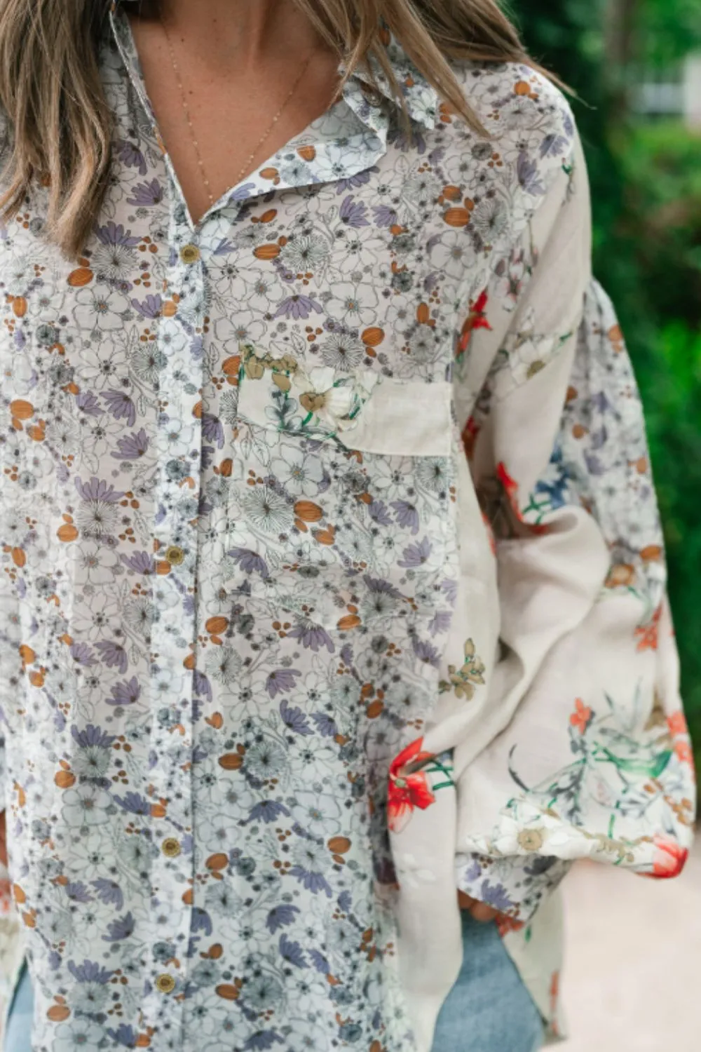Sophia Floral Collared Neck Long Sleeve Shirt