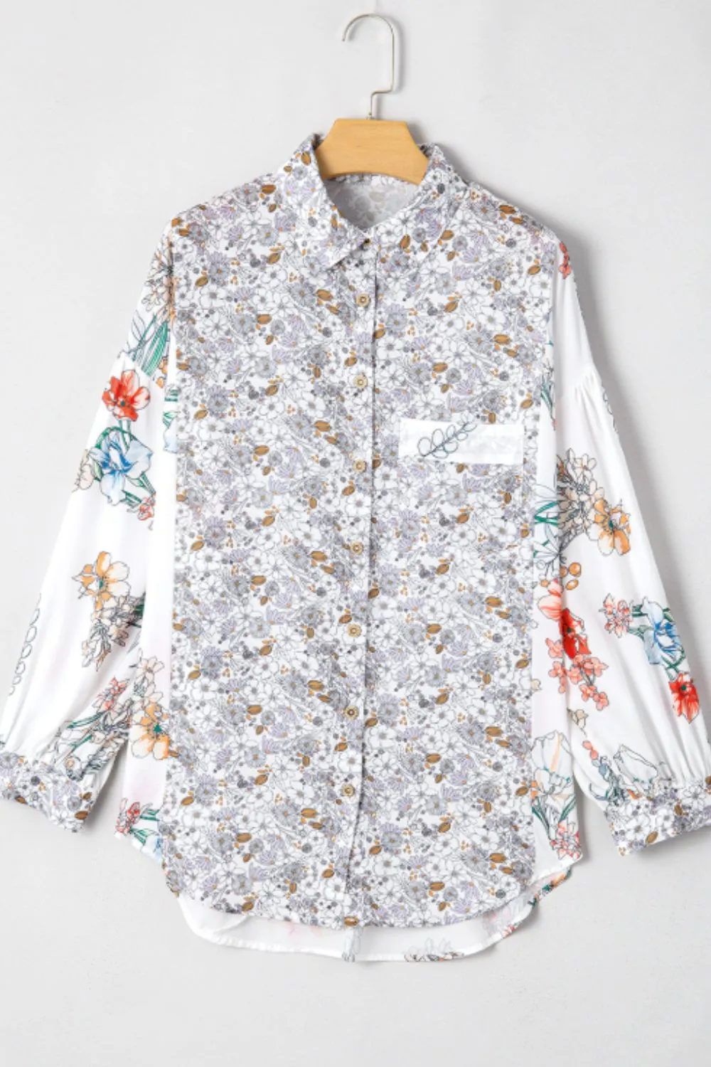 Sophia Floral Collared Neck Long Sleeve Shirt