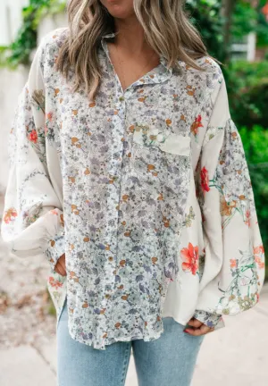 Sophia Floral Collared Neck Long Sleeve Shirt