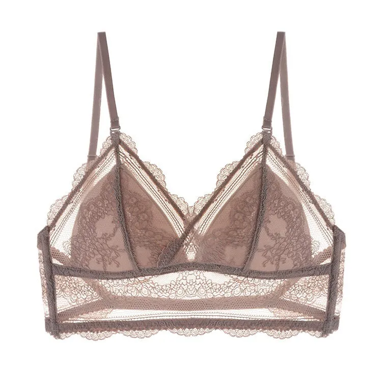 Spaghetti Strap Lace Trim Padded Bralette
