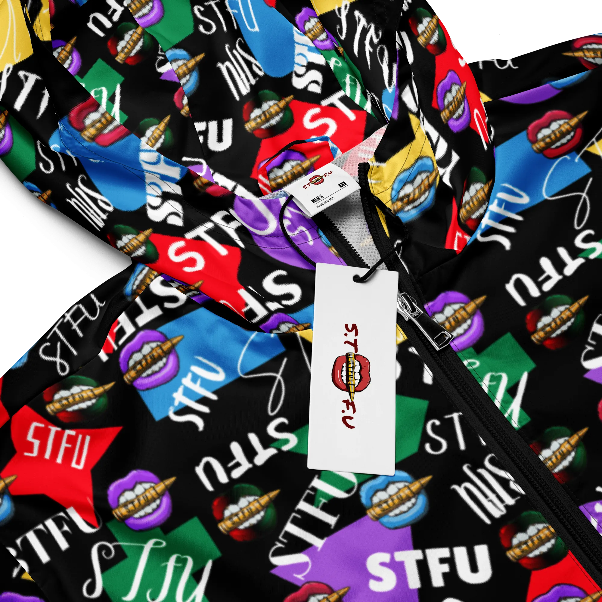 STFU Logos and Colors Men’s Windbreaker - Black
