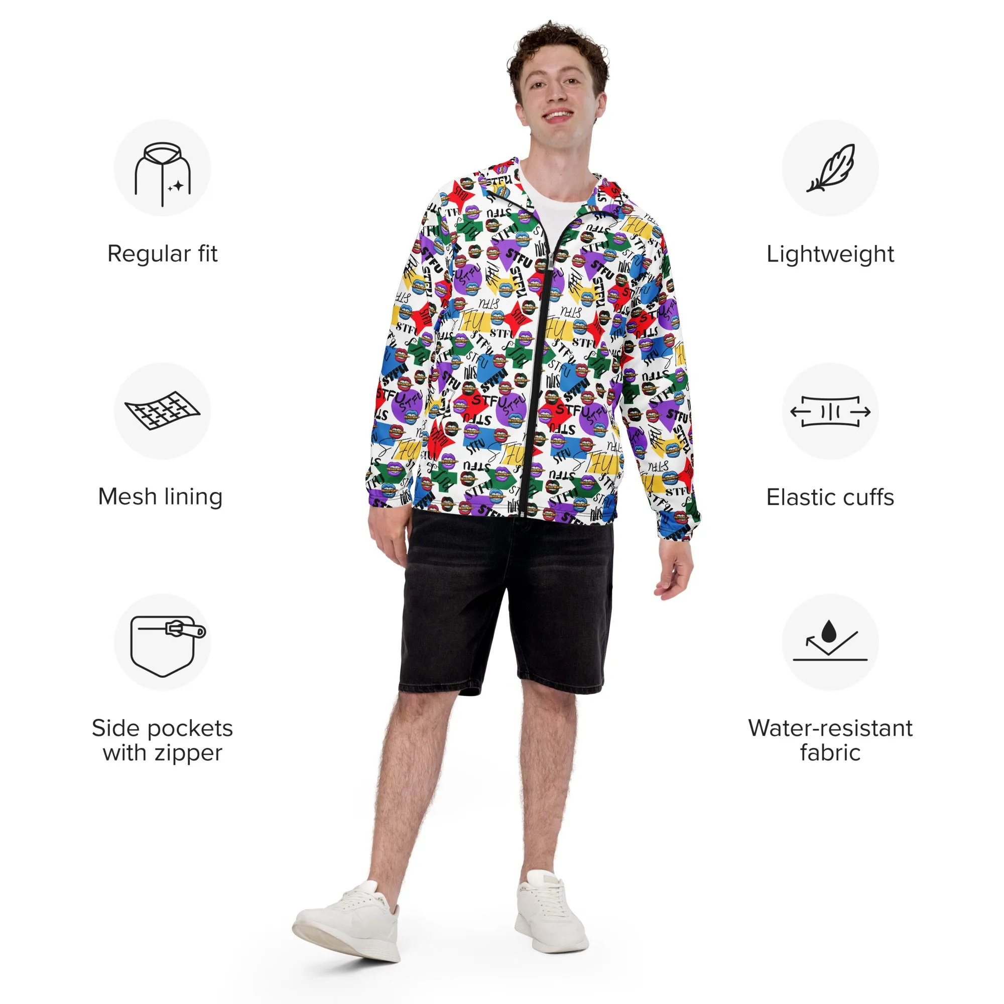 STFU Logos and Colors Men’s Windbreaker - White