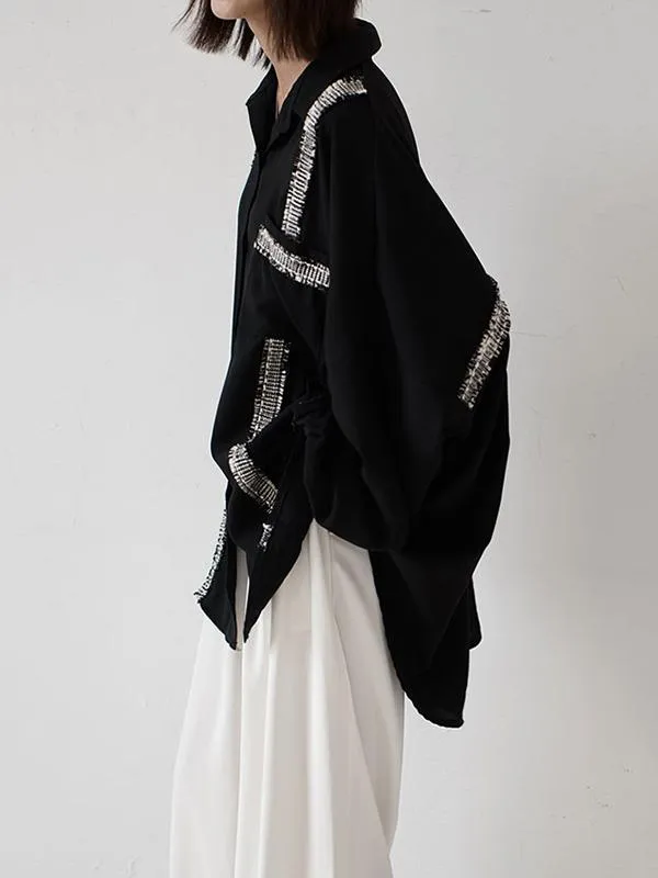 storexq Loose Cropped Black Light Shirts Blouses