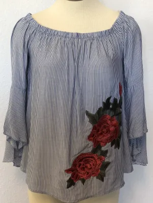 STRIPED BELL SLEEVED BLOUSE