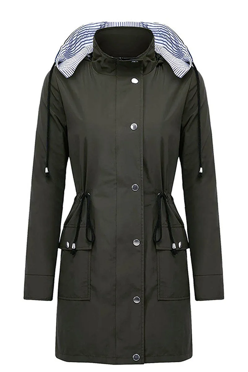 Striped rain jacket with hood