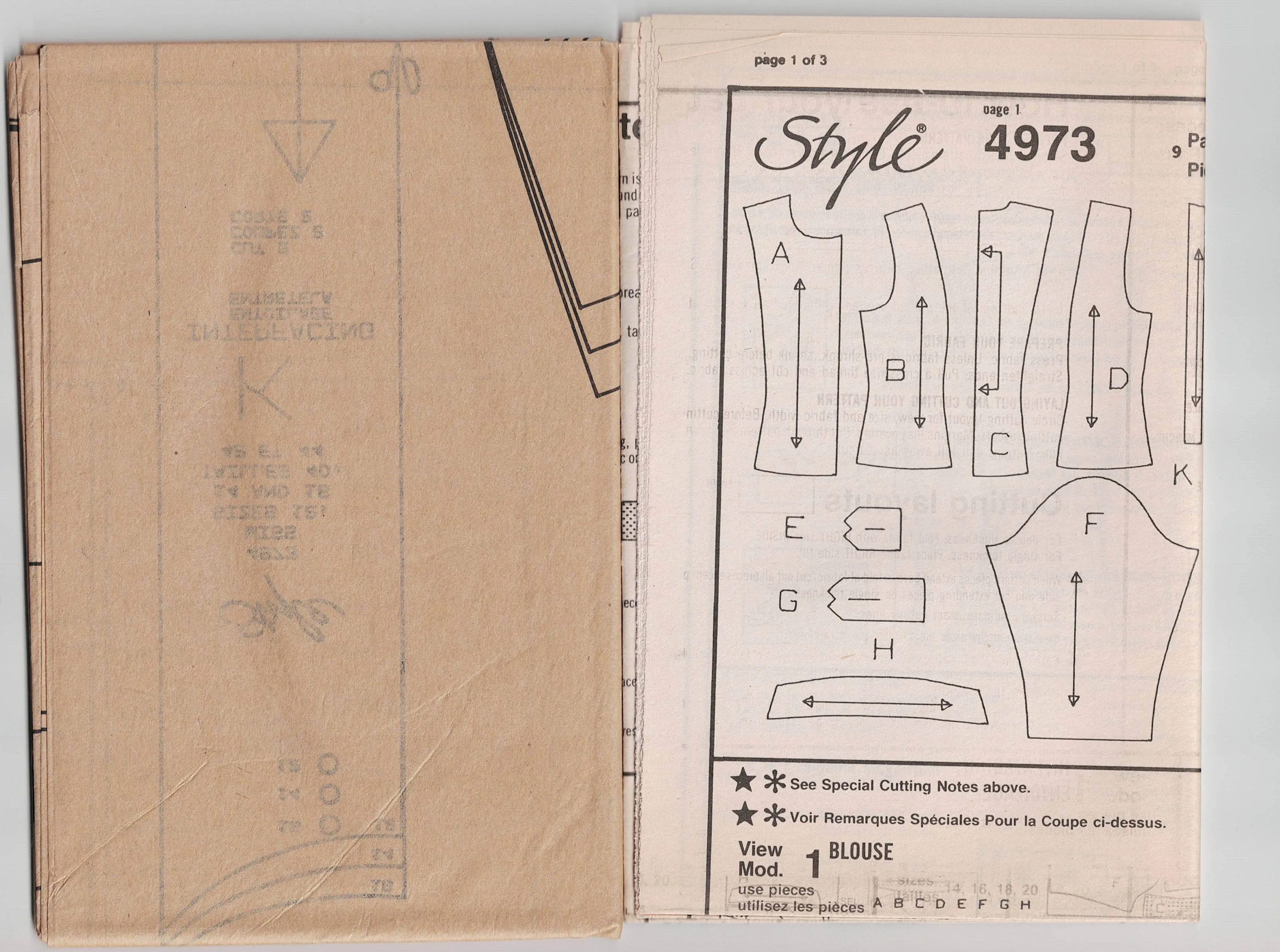 Style 4973 EASY Womens Panelled Blouses 1980s Vintage Sewing Pattern 12 - 16 UNCUT Factory Folded