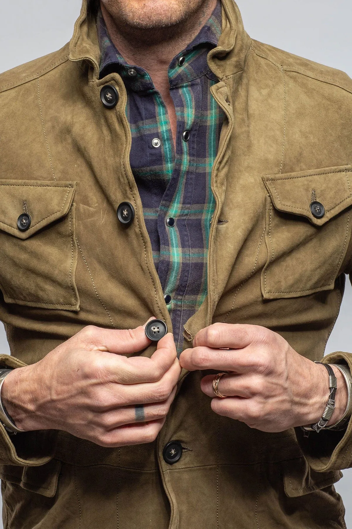 Suede 4 Pocket Jacket In Salvia