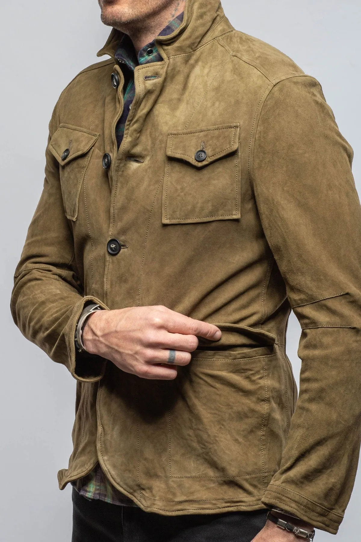 Suede 4 Pocket Jacket In Salvia