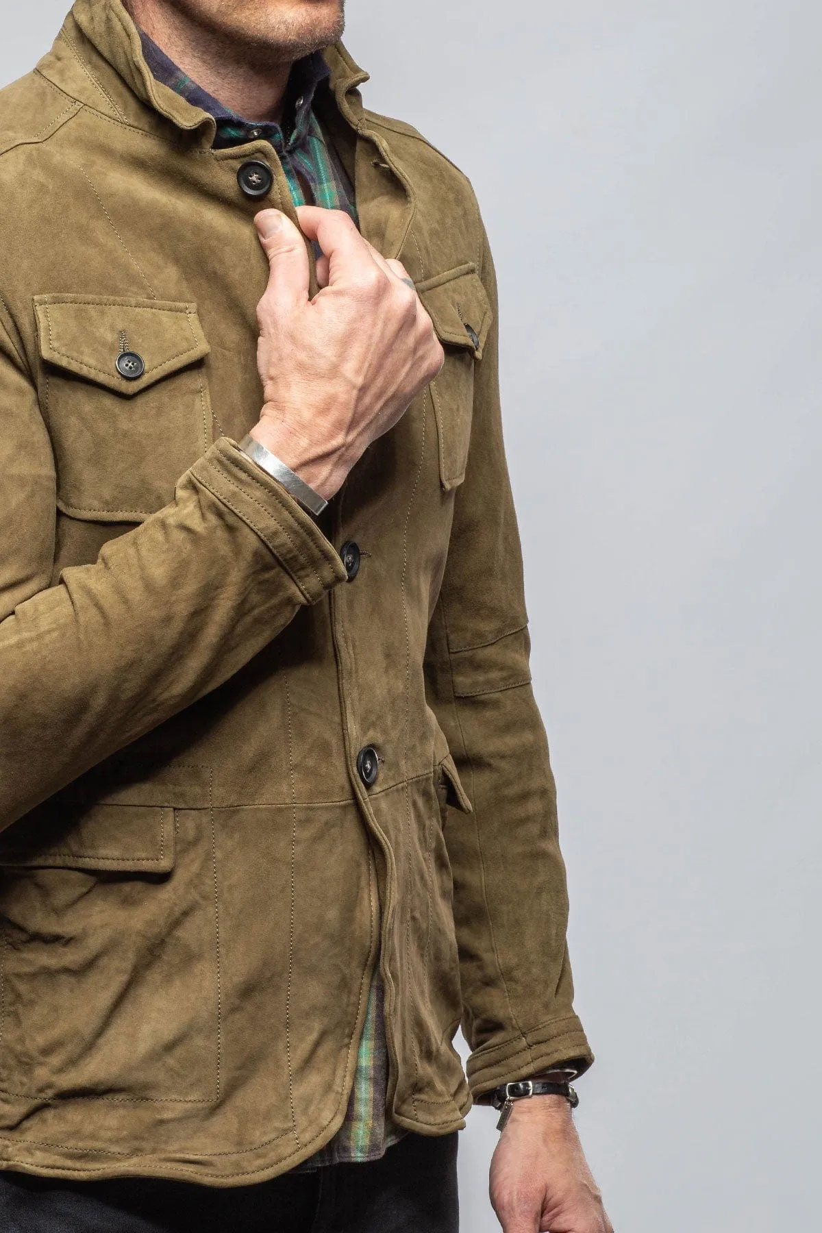 Suede 4 Pocket Jacket In Salvia