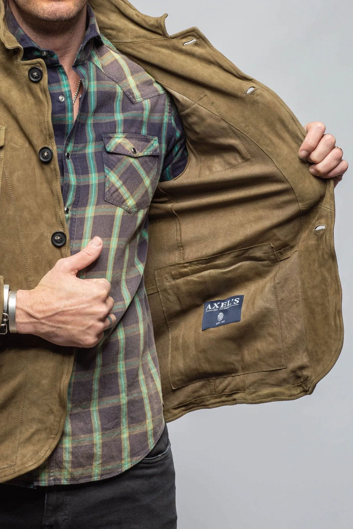 Suede 4 Pocket Jacket In Salvia