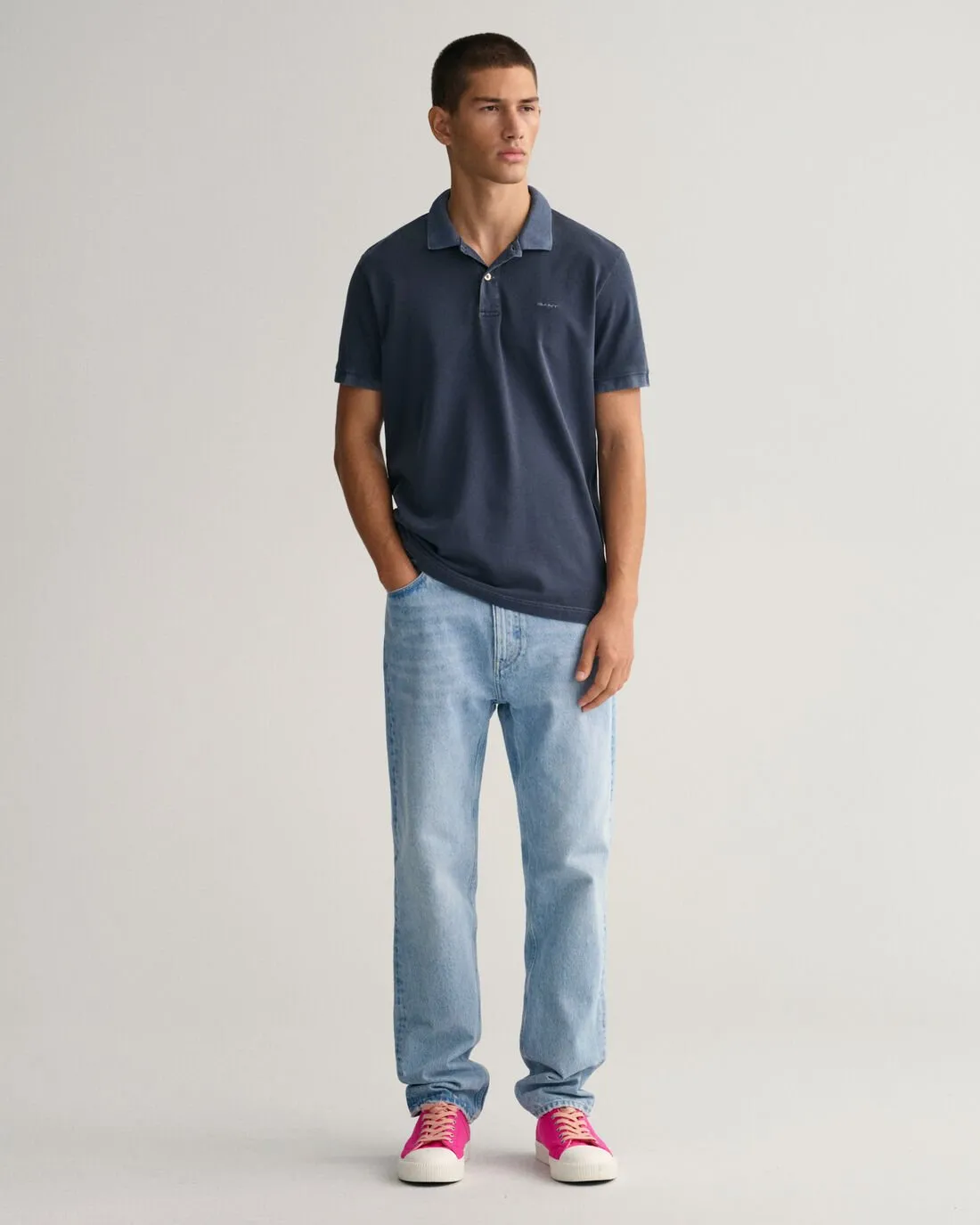 Sunfaded Piqué Polo Shirt in Evening Blue