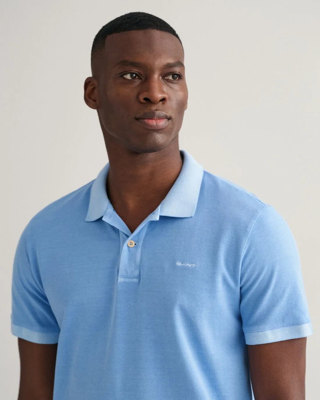 Sunfaded Piqué Polo Shirt in Gentle Blue