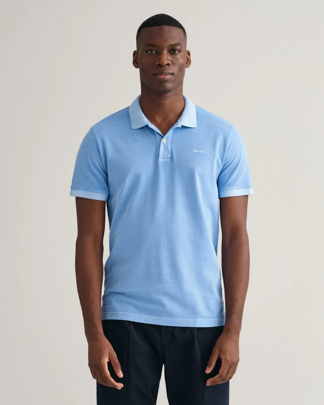 Sunfaded Piqué Polo Shirt in Gentle Blue